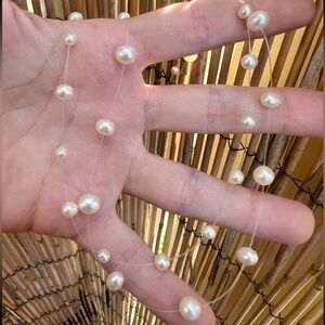 Vintage solid 10k yellow gold genuine pearl necklace